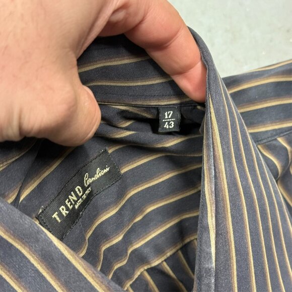 Corneliani Trend Dress Shirt Made in Italy Striped Cotton 43 17 XL - Picture 6 of 9